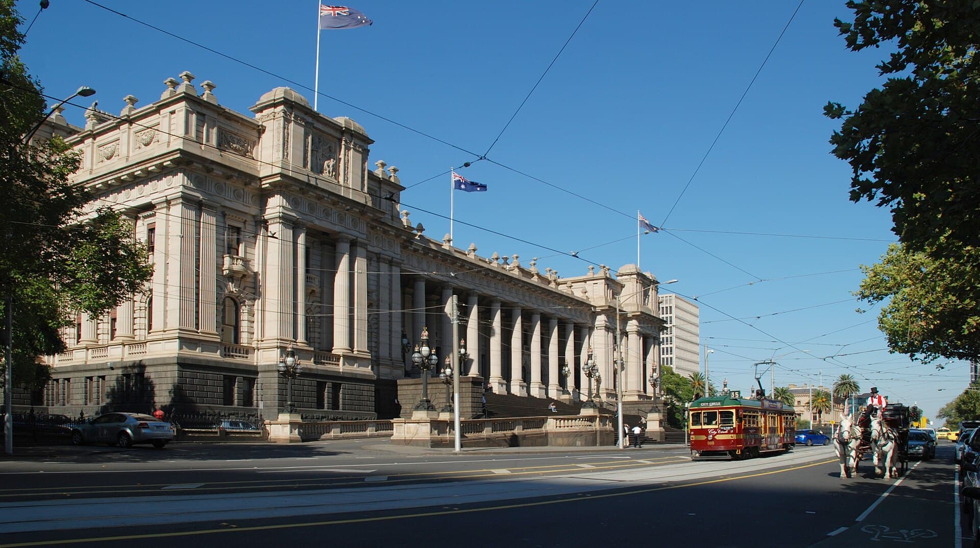 Melbourne travel planning photo showing Parliament House, on Spring Street, Melbourne, Australia