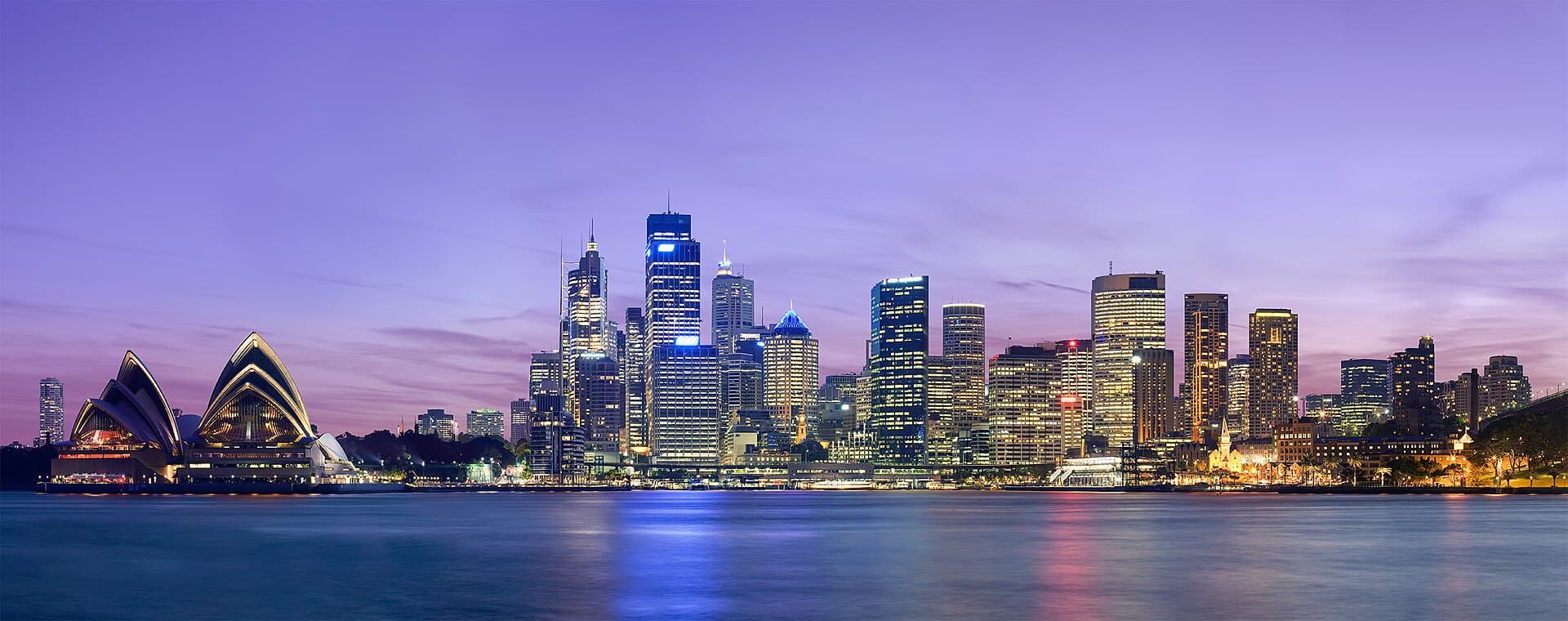 Sydney travel planning photo showing A panoramic view of the Sydney skyline as viewed across Sydney Harbour from Kirribilli. Taken by myself with a Canon 5D and 100mm f/2.8 lens