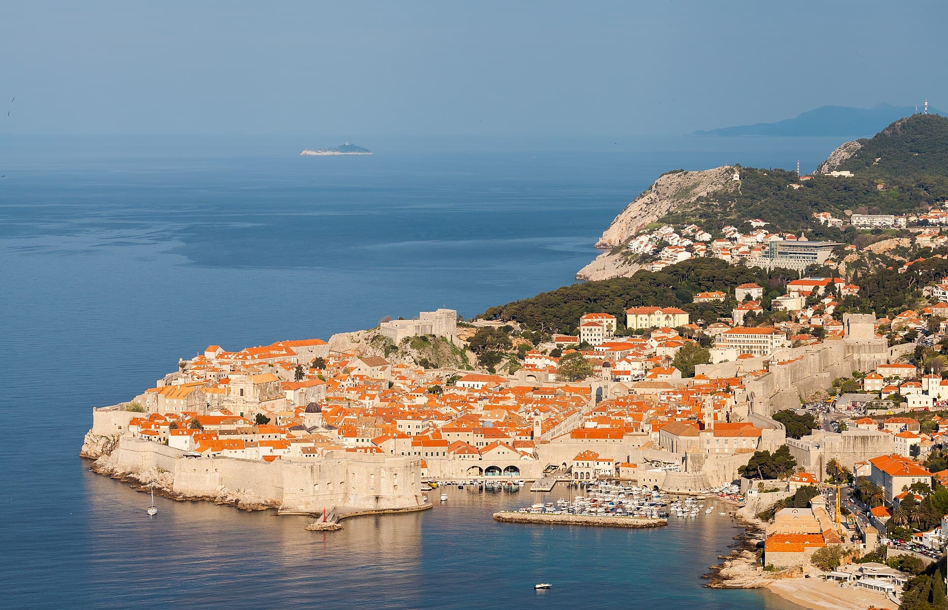 Dubrovnik travel planning photo showing Early morning view of the Old Town of Dubrovnik and its city walls, an UNESCO Heritage Site since 1979. The former Republic of Ragusa was a