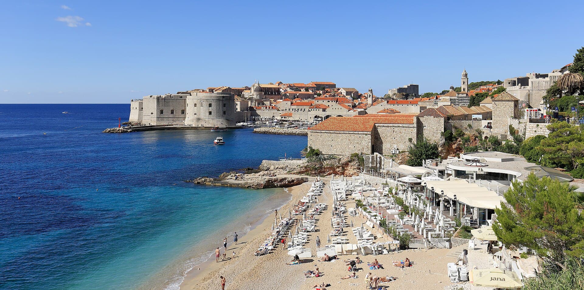 Dubrovnik Old Town and city walls above the Adriatic Sea